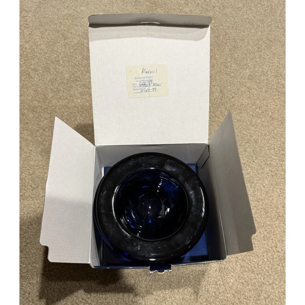 Kosta Boda Atoll Blue Swirl Glass Bowl Anna Ehrner Sweden Hand Blown Decorative